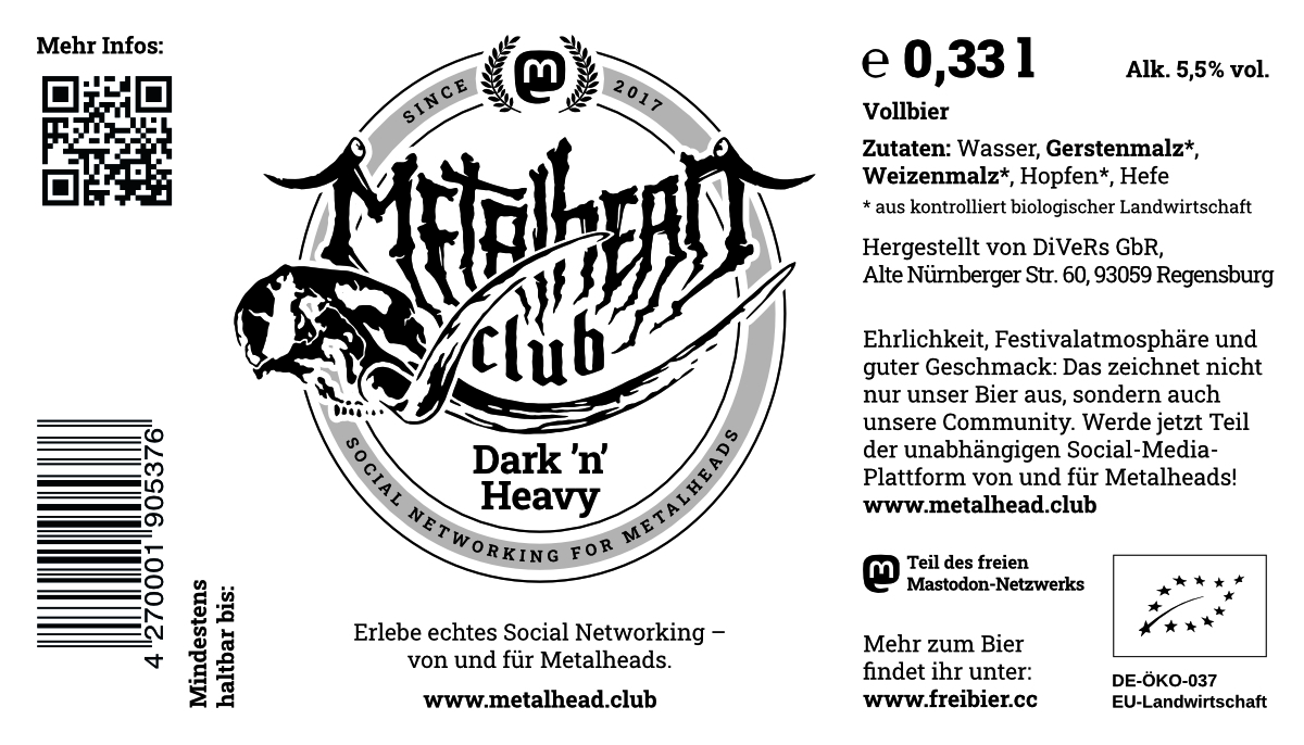Dark &rsquo;n&rsquo; heavy beer label